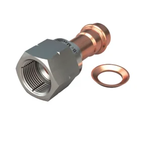 Manguito con asiento Inox, tuerca SAE Inox y junta Cobre 1/4"