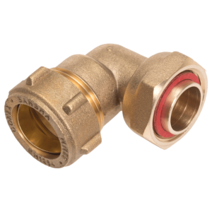 Gomito a 90° con filetto F e dado folle 15 x 1/2"
